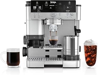 Ninja Luxe Café Premier 3-in-1 Espresso Machine, Drip Coffee, & Rapid Cold Brew | Built-in Coffee Grinder, Hands-Free Milk Frother, Assisted Tamper for Cappuccinos & Lattes | Stainless Steel | ES601
