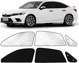 ZATOOTO Car Window Shades for Honda Civic 2017-Present, Side Window Sun Shade with Double Layer Reversible, Black for Blackout Privacy Silver for UV Blocking for Camping Sleeping Travel