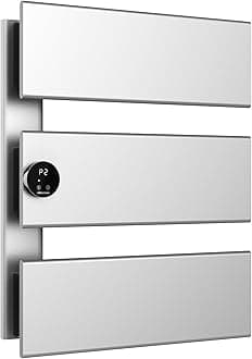 Electric Towel Warmer, 18.35" W x 22.8" H Wall-Mounted Towel Heater with Built-in Timer, Waterproof Aluminum Towel Warmer for Bathroom, Support Plug-in and Hardwired, Silver, K3-L-S