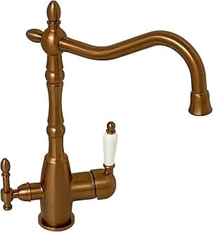 ENKIAylesbury, KT086, Antique Red Copper, Kitchen Sink Mixer & Filter Tap, Traditional 3 in 1 Water Filter Purifier Tap, Solid Brass, Victorian Style, Easy to Install, 1-Year Guarantee