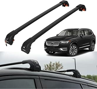 ERKUL Heavy Duty Roof Rack Cross Bars for Volvo XC90 2016-2026 | Upgraded 220 lbs Aero Aluminum Crossbars with Smart Clamp System | Compatible with Flush Rails - Black
