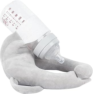 Baby Bottle Feeding Support Pillow, Independent Feeding Pad, Hands-Free Nursing Support (Light Gray)