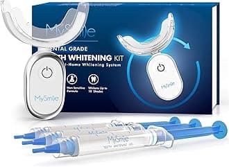 MySmile Teeth Whitening Kit for Sensitive Teeth with LED Light, 10 Min Non-Sensitive Fast Tooth Whitener, 3 Carbamide Peroxide Whitening Gel, Powerful Formula, Enamel Safe