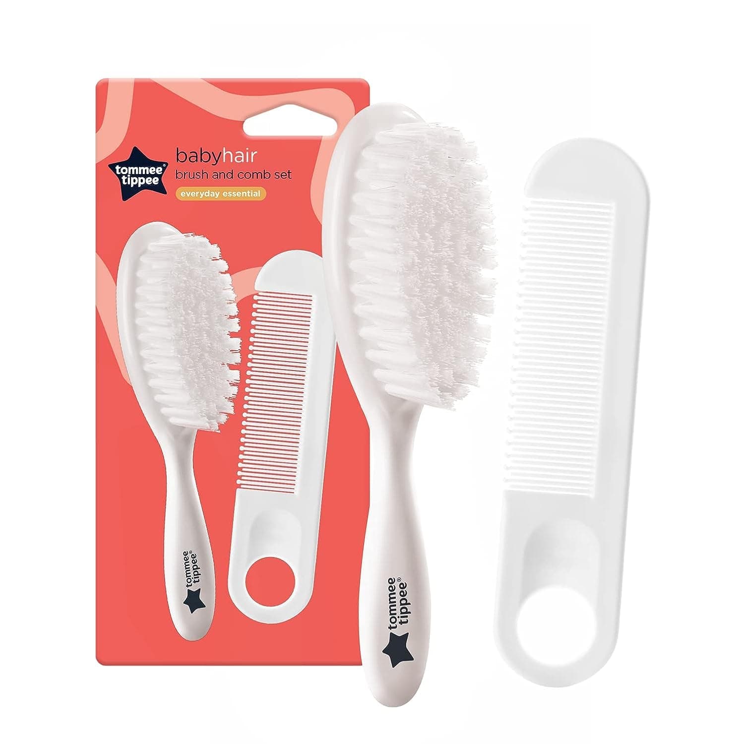 Essential Basics Brush and Comb Set, White, 2 Count (Pack of 1)