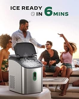 Silonn Nugget Ice Maker Countertop, Chewable Pebble Ice Machine, 33 lbs Daily Output, Includes Ice Scoop, Portable Pellet Ice Maker with Self-Cleaning, for Home Kitchen Office Use, Black