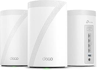 Deco 7 Pro BE63 Tri-Band WiFi 7 BE10000 Whole Home Mesh System - 6-Stream 10 Gbps, 4x2.5G Ports Wired Backhaul, 4X Smart Internal Antennas, VPN, HomeShield, Free Expert Support (3-Pack)