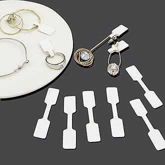 500-Pcs Blank Square Adhesive Jewelry Price Tags - White Ring Stickers for Display, Craft Shows & Boutique Packaging - Removable Residue-Free Labelsfor Necklace, Ring, Earring Displays