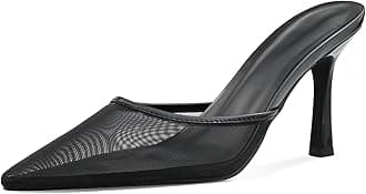 Kitten Heels for Women Pointed Toe Heels Studded Slip On Bow Heels Mules Faux Suede Sandals Kitten Heel Pumps