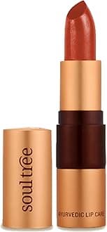 SoulTree Ayurvedic Lipstick - Rich Earth 777, 4gm | Creamy Texture | Enriched with Organic Ghee & Almond Oil | Moistured & Nourished Lips | 4gm