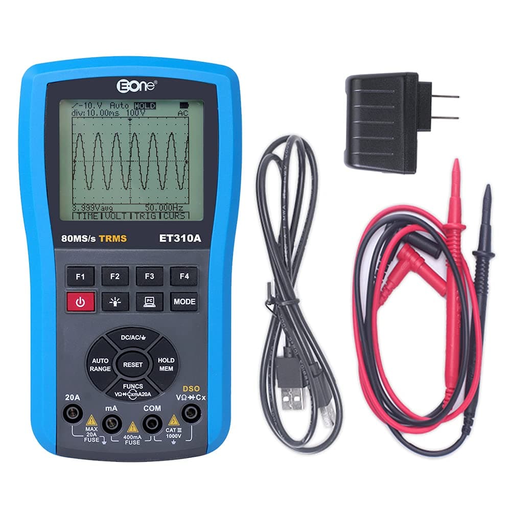 EONE ET310A Computer Oscilloscope Multimeter, PC Connectable, Handheld Digital USB Oscilloscopes Kit Multimeters, 80M Sampling Rate 20MHz Bandwidth, Automatic Waveform Capture