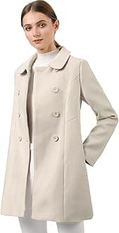 Allegra KWomen's Peter Pan Collar Double Breasted Winter Long Trench Pea Coat