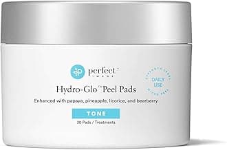 Hydro-Glo 10% Daily Use Peel Pads Enhanced with Lactic Acid, Mandelic Acid, Glutathione, Kojic Acid, Licorice, Papaya, Pineapple, Bearberry Extracts -
