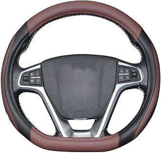 D Cut Steering Wheel Cover - D Shaped Flat Bottom Microfiber Leather Anti-Skid Breathable Fit 14.5"-15" (Black Coffee)