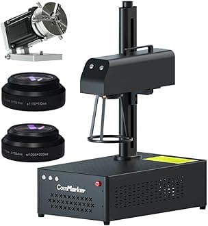 ComMarker B4 30W Max Fiber Laser Engraver with Rotary Axis,Support LightBurn Laser Engraving Machine with 2 Different Size Lens,Fiber Laser Marking Machine for Jewelry,Sliver,Tag,Tumblers,Brass