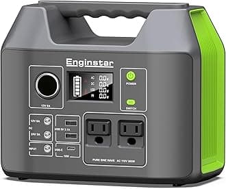 EnginStar Solar Generator, 300W Portable Power Station, 296Wh Lithium Battery Backup w/Two 110V Pure Sine Wave AC Outlet for Camping Road Trip RV, 80000mAh Sufficient Power Supply for Blackout