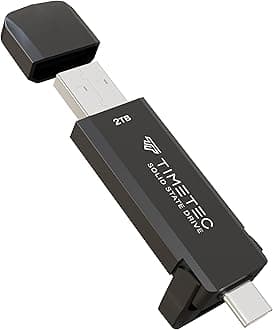 Timetec 2TB Pro Portable USB 3.2 Gen 2 Type-C/Type-A SSD Read Speed 1000MB/s Solid State Drive Stick for iPhone 15/Android/Tablet/Windows/Mac