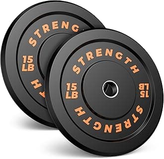 2-Inch Olympic Bumper Plates, 100% Virgin Rubber Low Bounce Barbell Weight Plates for Home Gym Strength Training, 10lb-45lb Black with Color-Coded