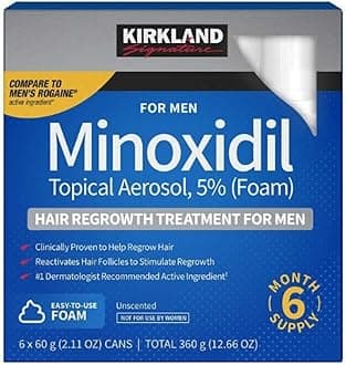 Kirkland Signature 778152 Kirkland Hair Regrowth Treatment 5% Minoxidil Foam for Men - 6 Months Supply