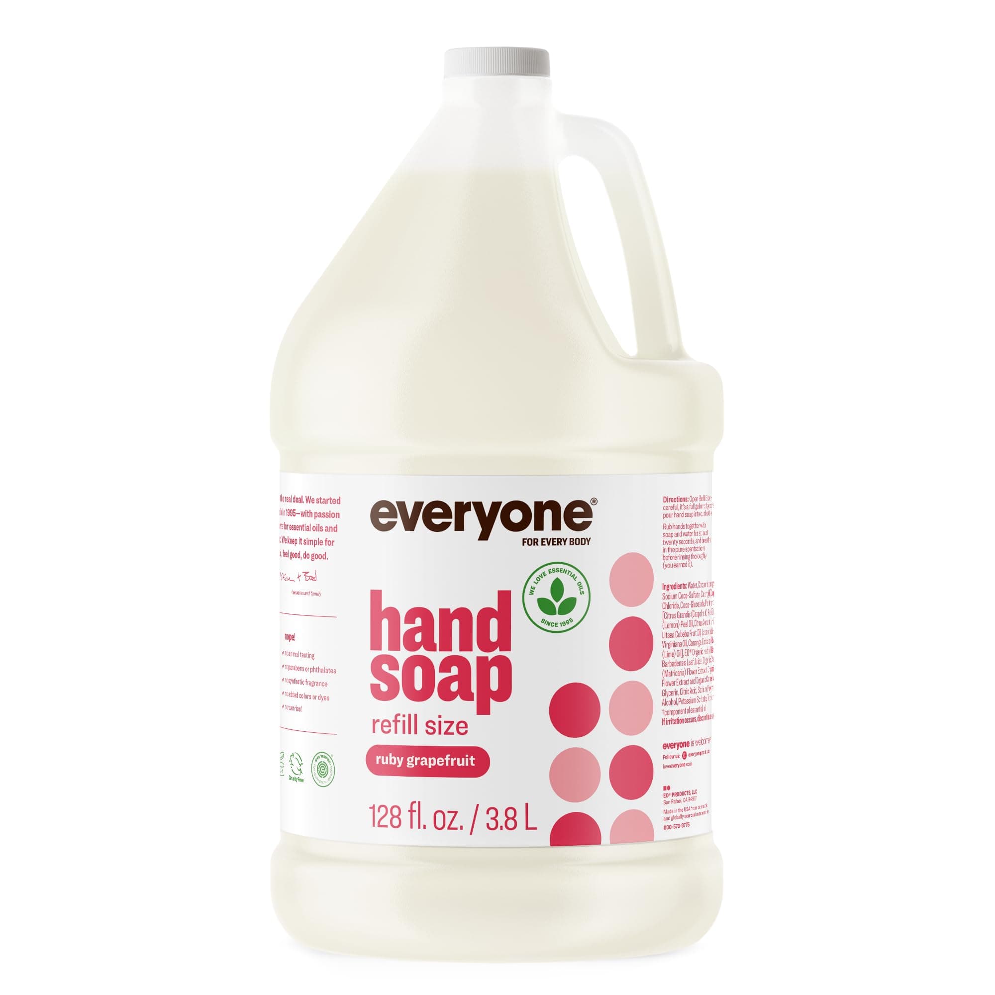 Everyone Liquid Hand Soap Refill, 1 Gallon, Ruby Grapefruit, made with Essential Oils for kitchen and bathroom