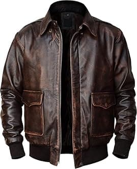 A2 Leather Jacket Men - Air Force Pilot Flight Distressed Brown Leather Jacket Men