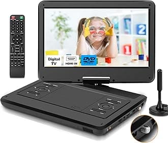 - 16.5" Portable TV/DVD Player Combo with 14.0" Large HD Swivel Screen and Digital TV ATSC Tuner/HDMI/USB/AV/Audio, Built-in Battery, Dual High Volume Stereo Speakers