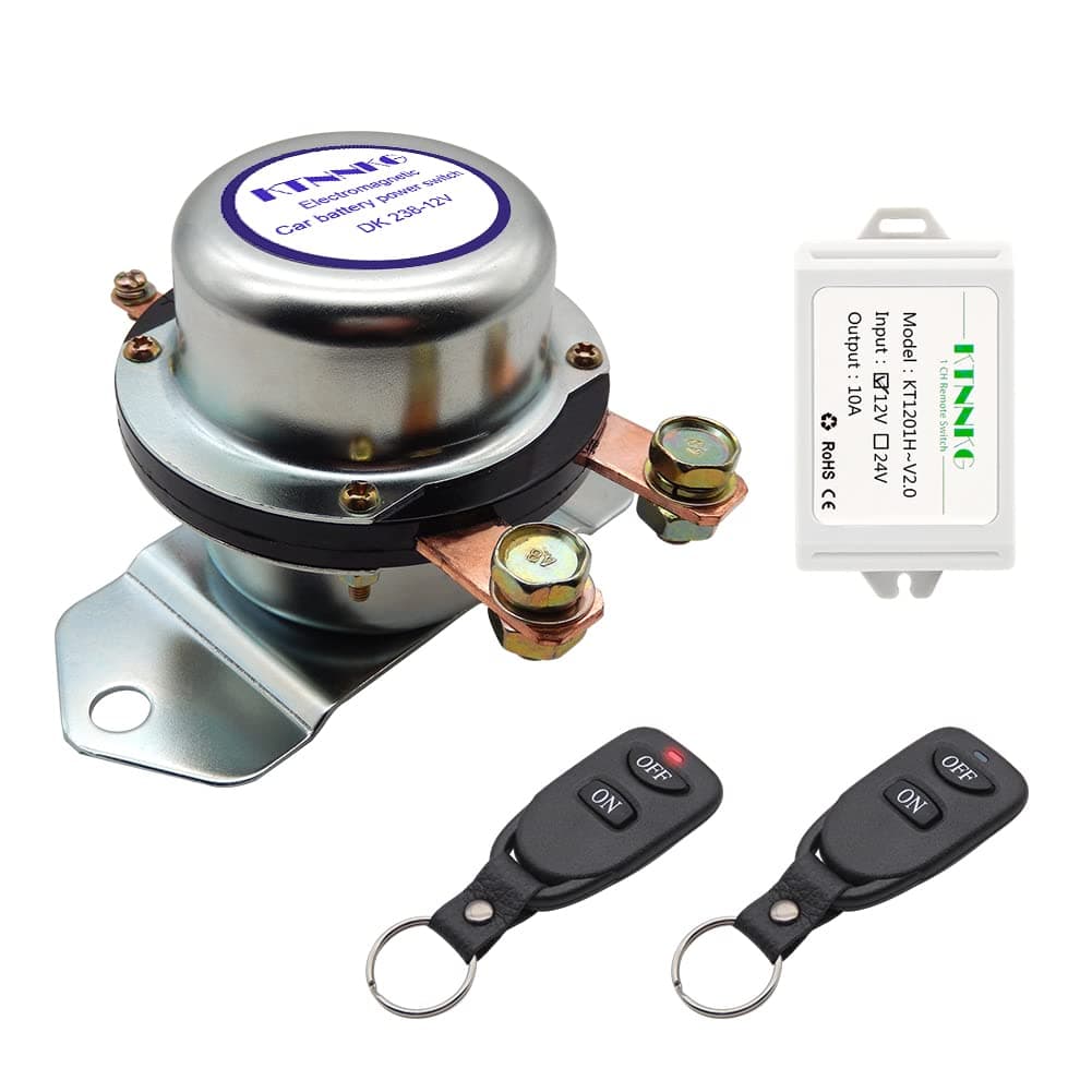 Remote Battery Disconnect Switch Auto On Off Kill Switch for Car - DC12V, 180A,Silver Contact Electromagnetic Solenoid Valve Terminal