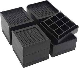 HANIHUA Bed Risers Furniture Risers 3 inch (Set of 4), Heavy Duty Bed Lifts Risers for Table, Sofa, Chair, Couch, Desk, Adjustable Bed Frame Risers Supports Up to 1,500 Lbs Black