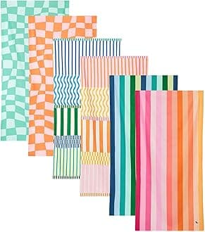 Dock & Bay Beach Towel - Quick Dry, Sand Free - Compact, Lightweight - 100% Recycled - Includes Bag - Summer Sugar - Set of 4 - Extra Large (200x90cm, 78x35)