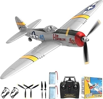 CKYSCHN VOLANTEXRC RC Plane 4CH, Ready to Fly RC Airplane P-47 Thunderbolt, X-Pilot Stabilization System RC Plane for Adults, 2.4GHz 6-Axis Gyro & One Key Aerobatic Planes