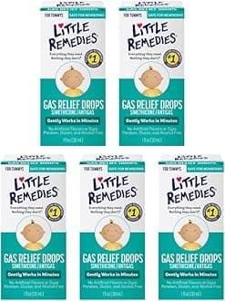 Little Remedies Gas Relief Drops, Natural Berry Flavor, Safe for Newborns, 1 fl oz. (Pack of 5)