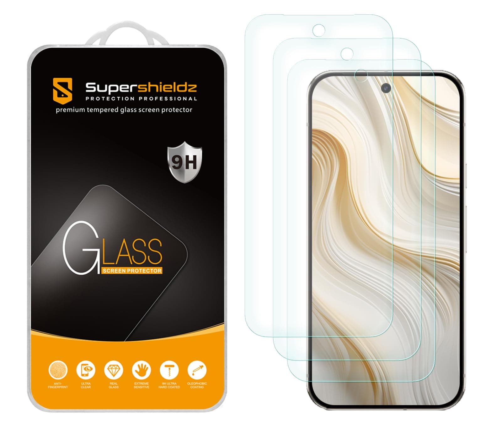 Supershieldz (3 Pack) Designed for Google Pixel 9a Tempered Glass Screen Protector, Anti Scratch, Bubble Free