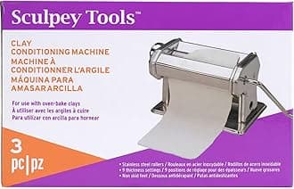 Sculpey Tools Clay Conditioning Pasta Machine, Polymer Oven-Bake Clay Tool, 9 Thickness Settings, Includes clamp and Hand Crank, Great for All Skill Levels and Craft Projects