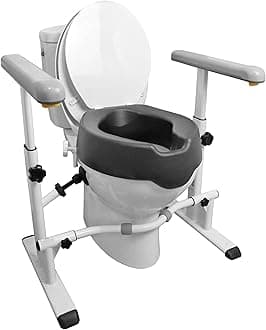 KMINA Soft Raised Toilet Seat 4 Inch (Pack with Toilet Frame), Padded Seat and Lid, Disabled and Post Surgery Recovery, Fits Standard Toilets
