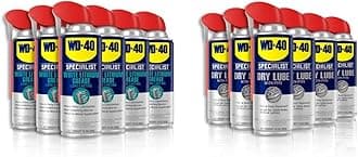 Specialist White Lithium Grease Spray with Smart Straw Sprays 2 Ways, 10 OZ [6-Pack] & WD-40 Specialist Dry Lube with Smart Straw Sprays 2 Ways, 10 OZ [6-Pack]