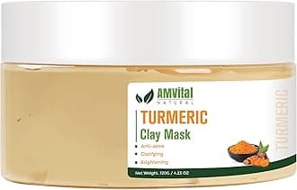 AMVital Turmeric Face Mask, Clay Facial Masks with Vitamin C, Skin Care for Acne and Dark Spots, Smooth & Refine Pores, Anti Aging for Women, Non-Greasy Hydrating