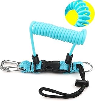 Scuba Diving Coil Landyard, Stainless Steel Spring Coiled Camera Lanyard with Quick Release Metal Buckle