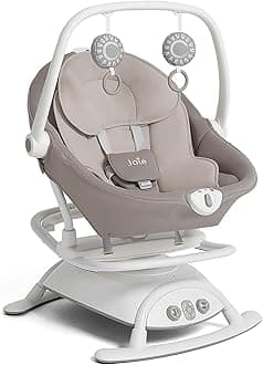 Joie Cinnamon 2-in-1 Glider and Rocker – Multi-Motion Baby Swing and Rocker Combo with Plush Fabrics, Compact Design, and Multiple Recline Positions – Soothing Sounds & Gentle Vibrations (Walnut)