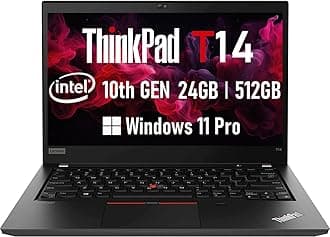 Lenovo Thinkpad T14 Gen 1 Laptop, 14" Full HD (1920 x 1080) Display, 10th Gen Quad-Core i5-10310U, 24GB DDR4, 512GB SSD, Thunderbolt 3, HDMI, Webcam, Windows 11 Pro (Renewed)