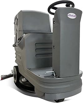 Emotor Ride-On Floor Scrubber Machine 21" Brush w/ 38 Inch Squeegee, 21.1 Gallon Tank Automatic Commercial Riding Floor Cleaning Scrubber, Strong Vaccum Motor 550W Cleaning Efficiency 52,204 ft²/hr