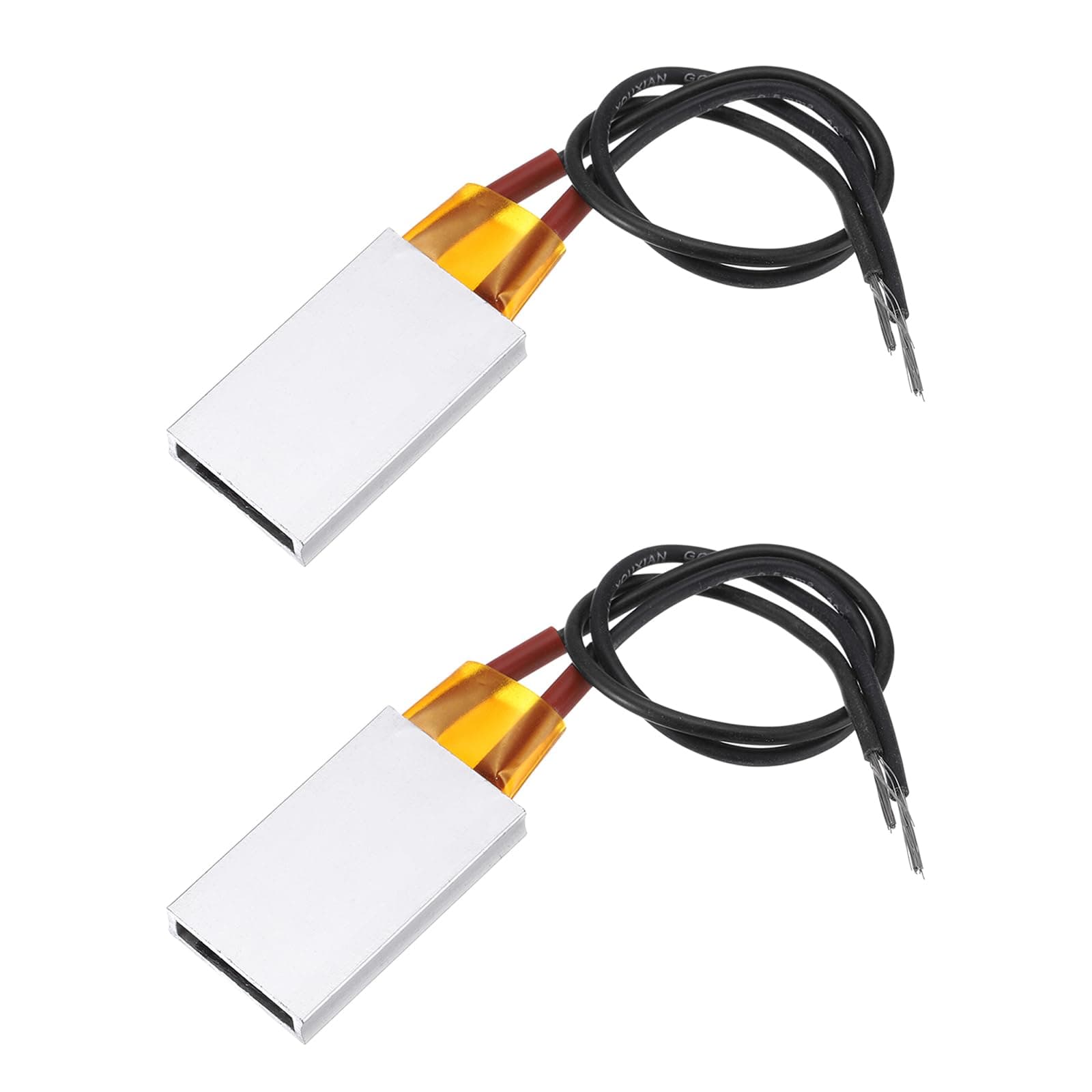 sourcing map 2 Pcs PTC Heating Element, AC DC 220V PTC Heating Plate Aluminum Shell Ceramics Polyimide Film Plate Heater 5W-100W 120C Insulated Constant Temperature Ceramic Thermostatic