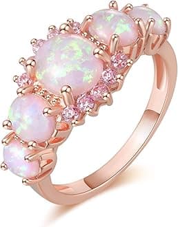 Silver Plated Green/Pink/White Fire Opal Ring Emerald Gemstone Ring Size 5-12
