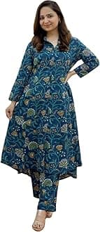 GRECIILOOKS Ladies Kurta Set | Kurta Set | Ethnic Ladies Matching Set | Ladies Viscose Rayon Straight Print Kurta with Trousers