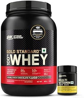 (On) Multivitamin For Men60 Tablets,26 Vitamins & Minerals And Gold Standard 100% Whey 2 Lbs -(Double Rich Chocolate),2 Count,55 Servings