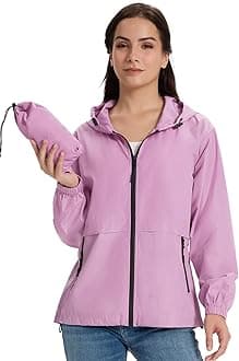SaphiRose Women's Hooded Waterproof Rain Jacket Casual Coat