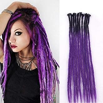 Dsoar 24 inch Dreadlock Extensions Ombre Black and Purple 10 Strands Synthetic Dreads Reggae Handmade Corchet Braiding Hair
