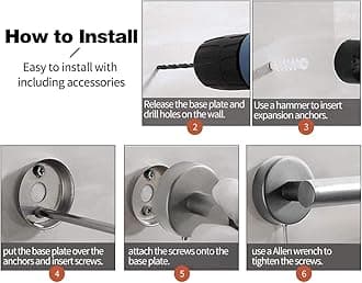 RUBY.Q 20pcs Bathroom Hardware Set, Brushed Nickel Bath Hardware Set, Including 16" Hand Towel Bars, Toilet Paper Holders, Towel Rings, Robe Towel Hooks (20pcs, Brushed Nickel)