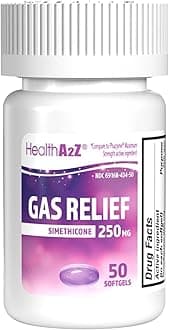 HealthA2Z® Gas Relief Simethicone 250mg, Fast Gas & Bloating Relief, Relieve Symptoms Naturally, 50 Softgels (Pack of 1)