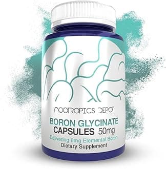 Nootropics Depot Boron Glycinate Capsules | 50mg | Delivering 6mg Elemental Boron | Testosterone, Inflammation, Immune, & Cognitive Support | 365 Count