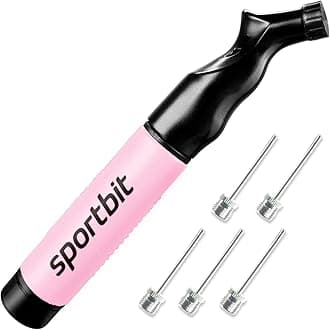 SPORTBIT Ball Pump for Sports Balls - Push & Pull Inflating System - Hand Pump for All Exercise Balls - Volleyball Pump, Basketball Inflator, Football & Soccer Ball Air Pump - Goes with 5 Needles Set