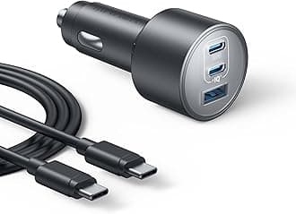 Car Charger, Anker 167.5W Max 3-Port Car Charger Adapter, USB-C Car Adapter for MacBook Pro/Air, iPhone 16/15 Series, Samsung S24/S23, iPad, AirPods, MP3 Player, and More (USB-C to C Cable Included)